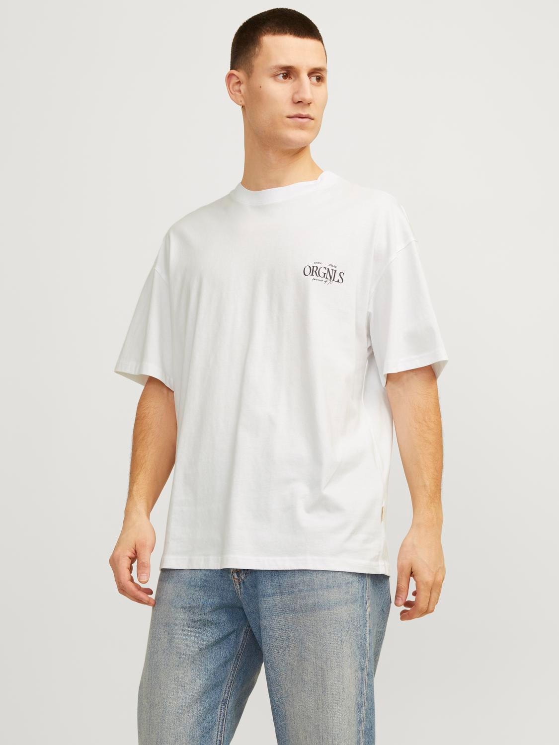 Jack & Jones Potištěný Kruhový výstřih Tričko -Bright White - 12256385