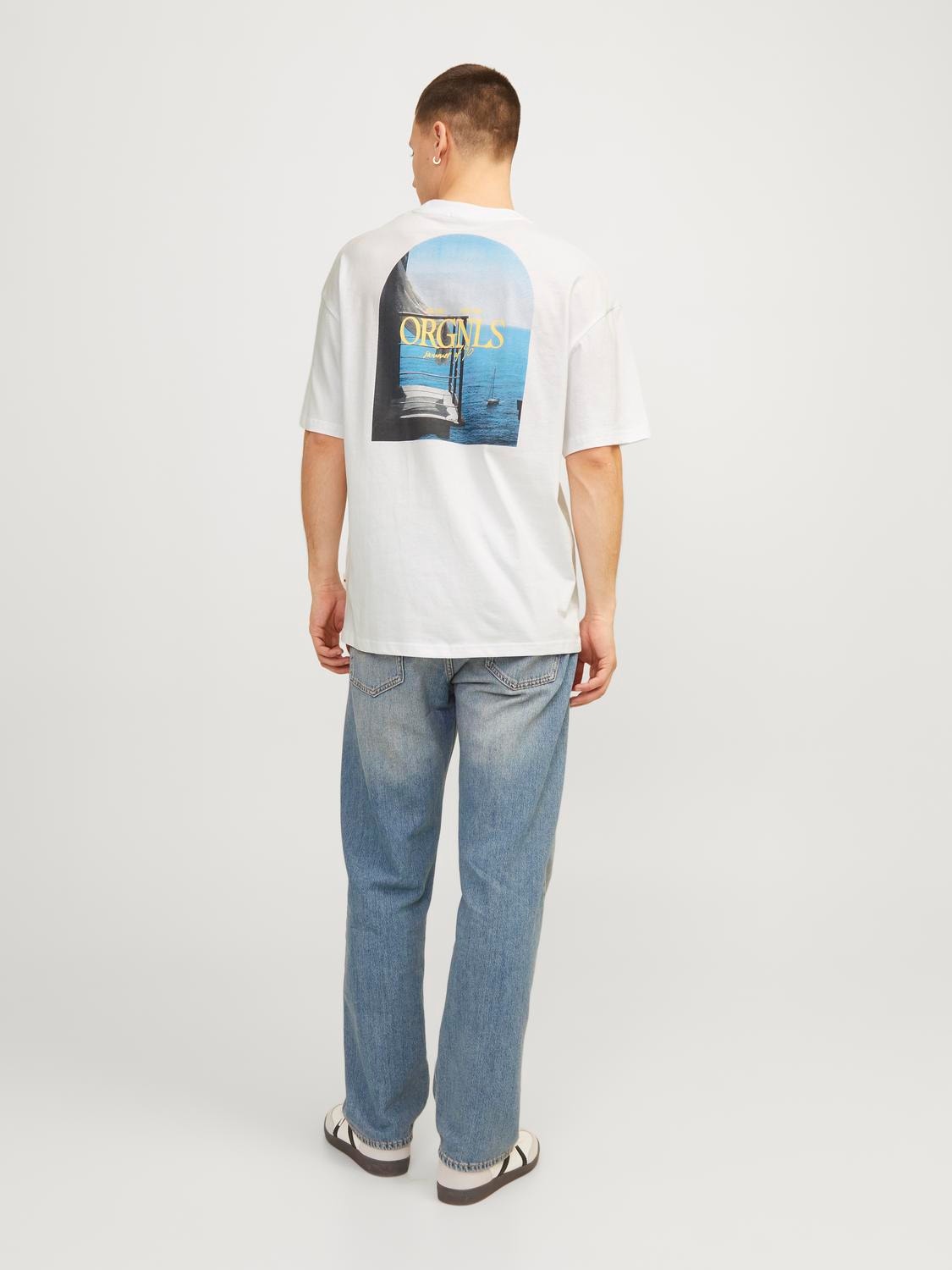 Jack & Jones Nyomott mintás Környak Trikó -Bright White - 12256385