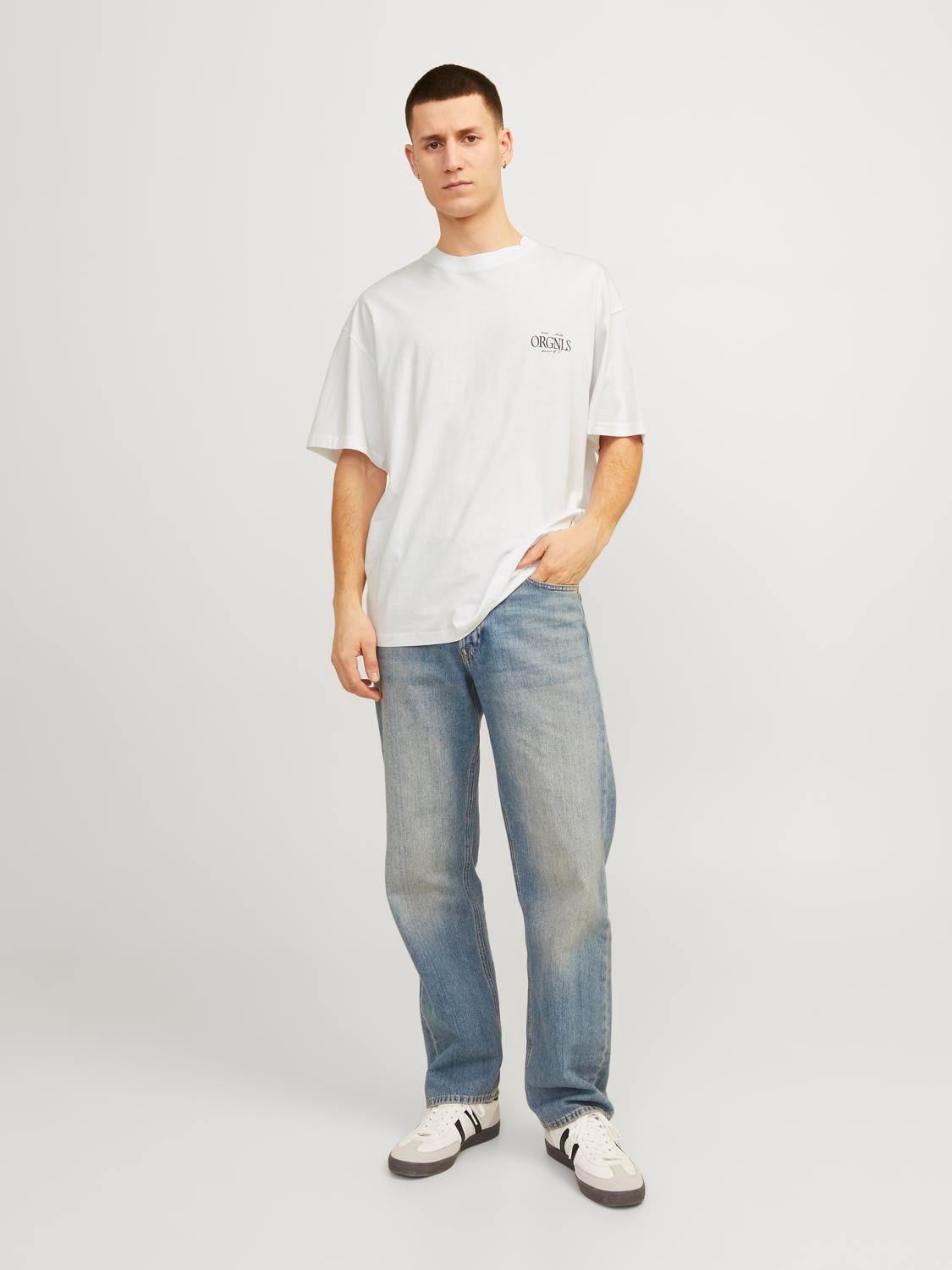 Jack & Jones Spausdintas raštas Apskritas kaklas Marškinėliai -Bright White - 12256385