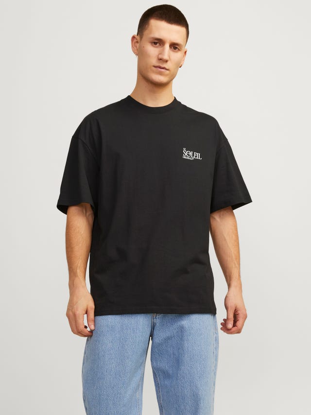 Jack & Jones oversize T-shirt with scenic back print in black Jack & Jones oversize T-shirt with scenic back print in black