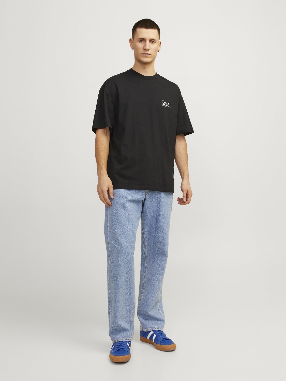 Jack & Jones Nyomott mintás Környak Trikó -Black - 12256385