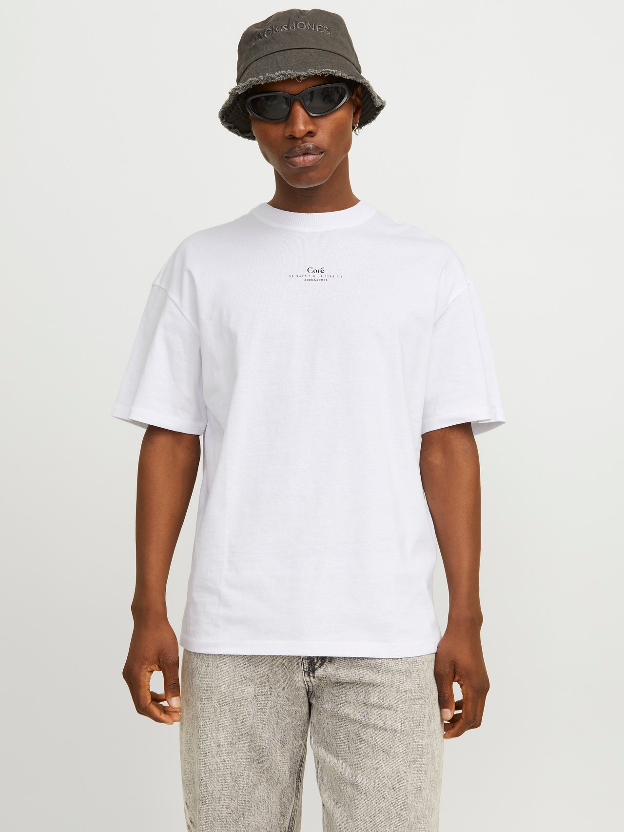 Jack & Jones Painettu Pyöreä pääntie T-paita -White - 12256398