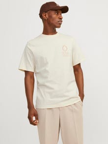 Jack & Jones Nadruk Okrągły dekolt T-shirt -Buttercream - 12256406