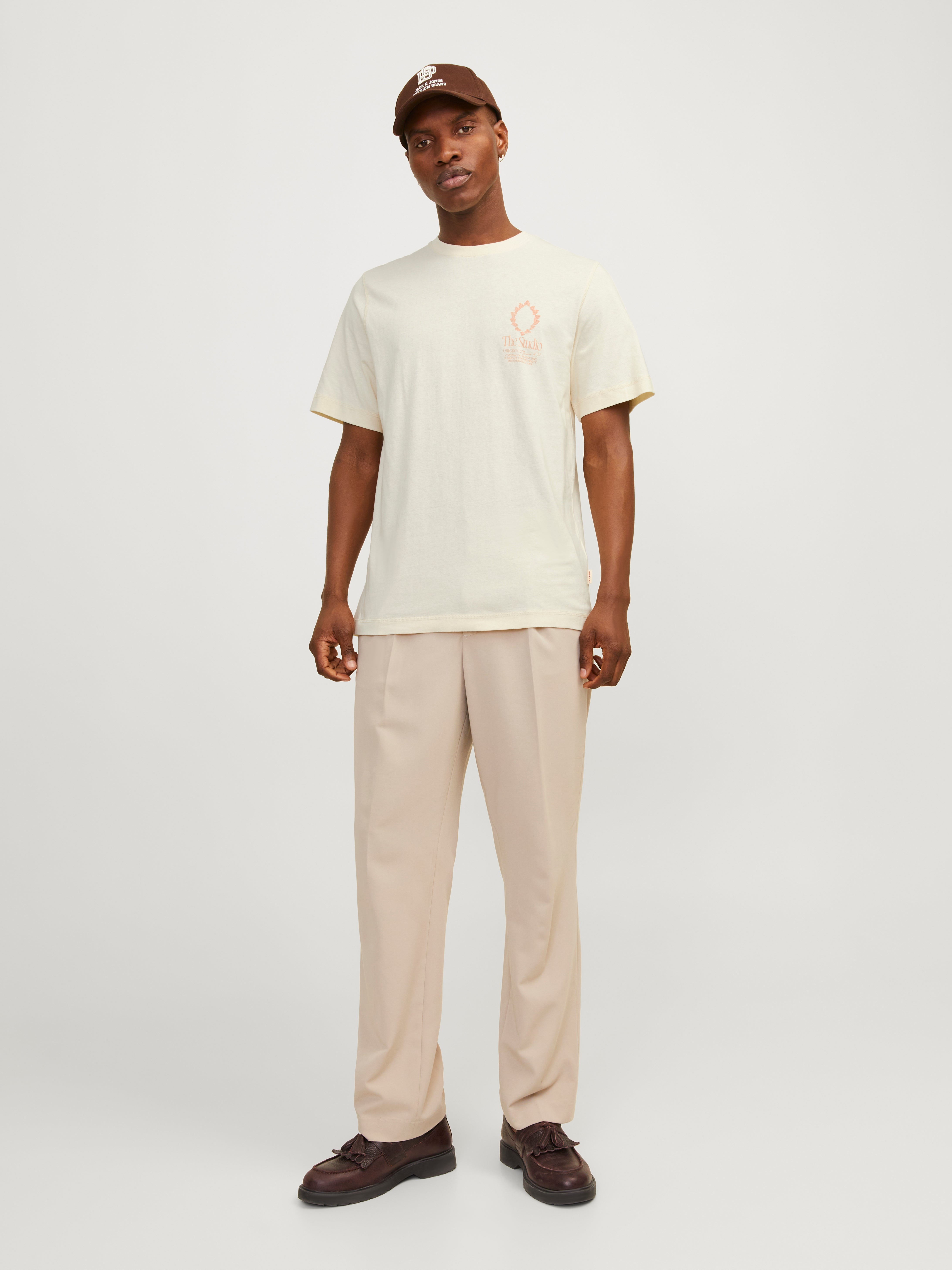 Jack & Jones Trükitud Ümmargune kaelus T-särk -Buttercream - 12256406