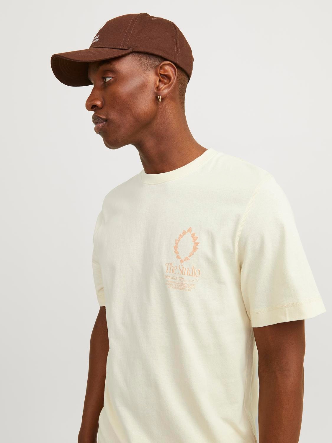 Jack & Jones Printed Crew neck T-shirt -Buttercream - 12256406