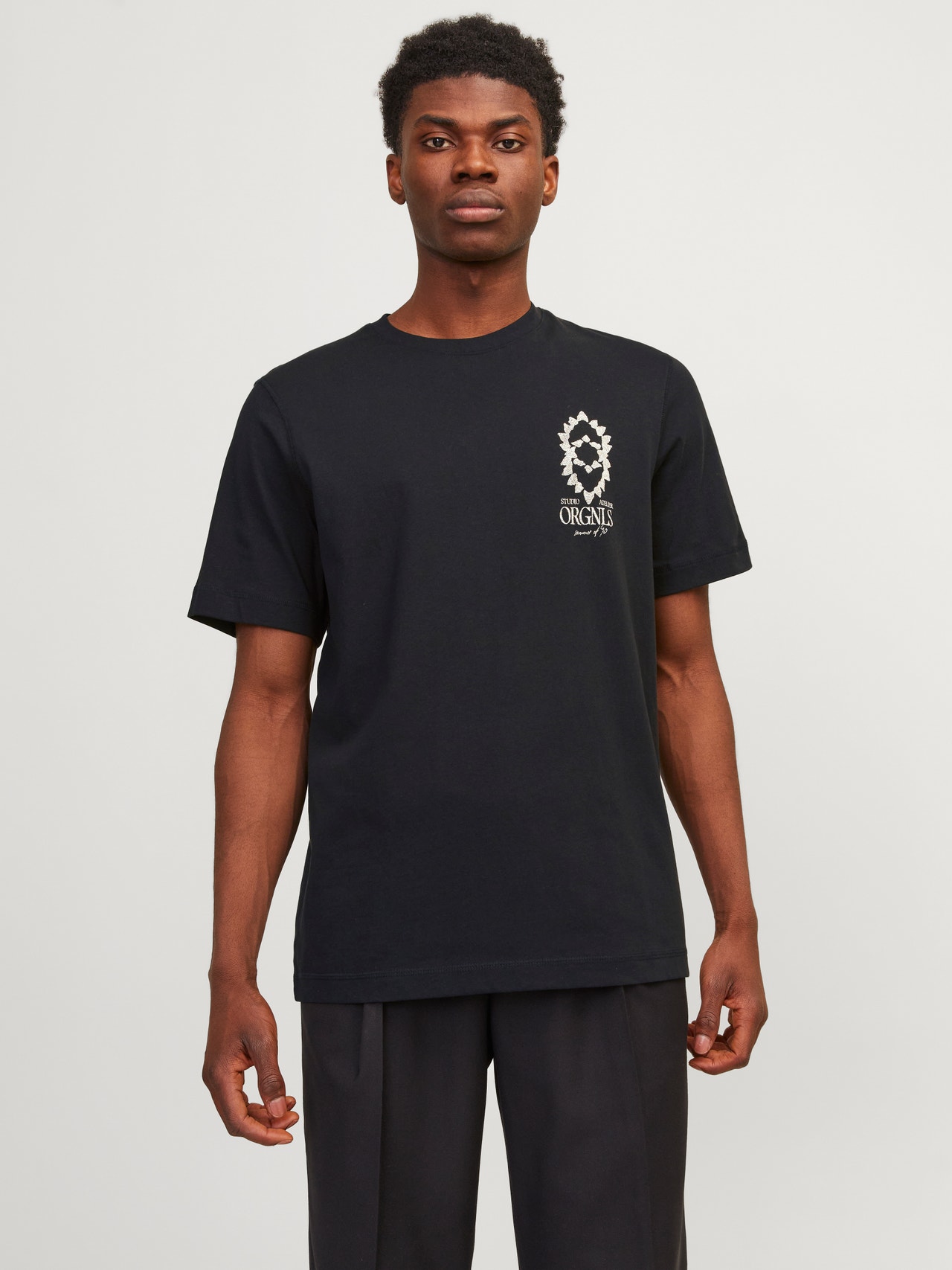 Jack & Jones Printed Crew neck T-shirt -Black - 12256406