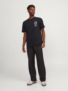 Jack & Jones Spausdintas raštas Apskritas kaklas Marškinėliai -Black - 12256406