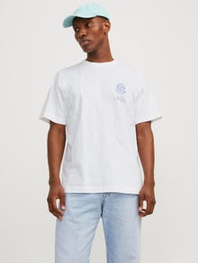 Jack & Jones Printed Crew neck T-shirt -Bright White - 12256406