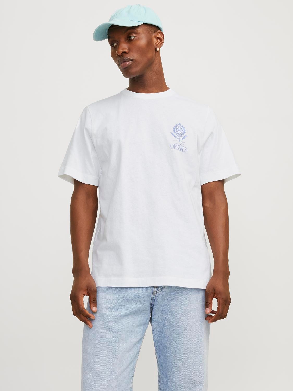 Jack & Jones Tryck Rundringning T-shirt -Bright White - 12256406