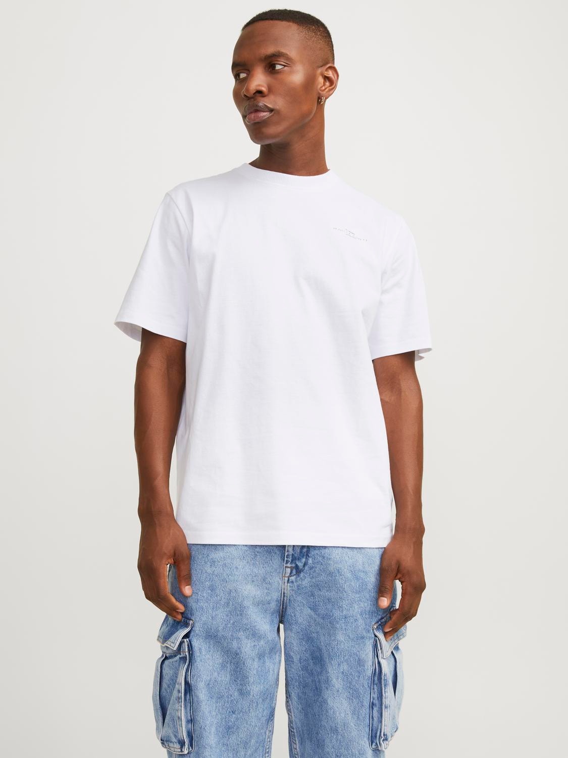Jack & Jones Nadruk Okrągły dekolt T-shirt -White - 12256407