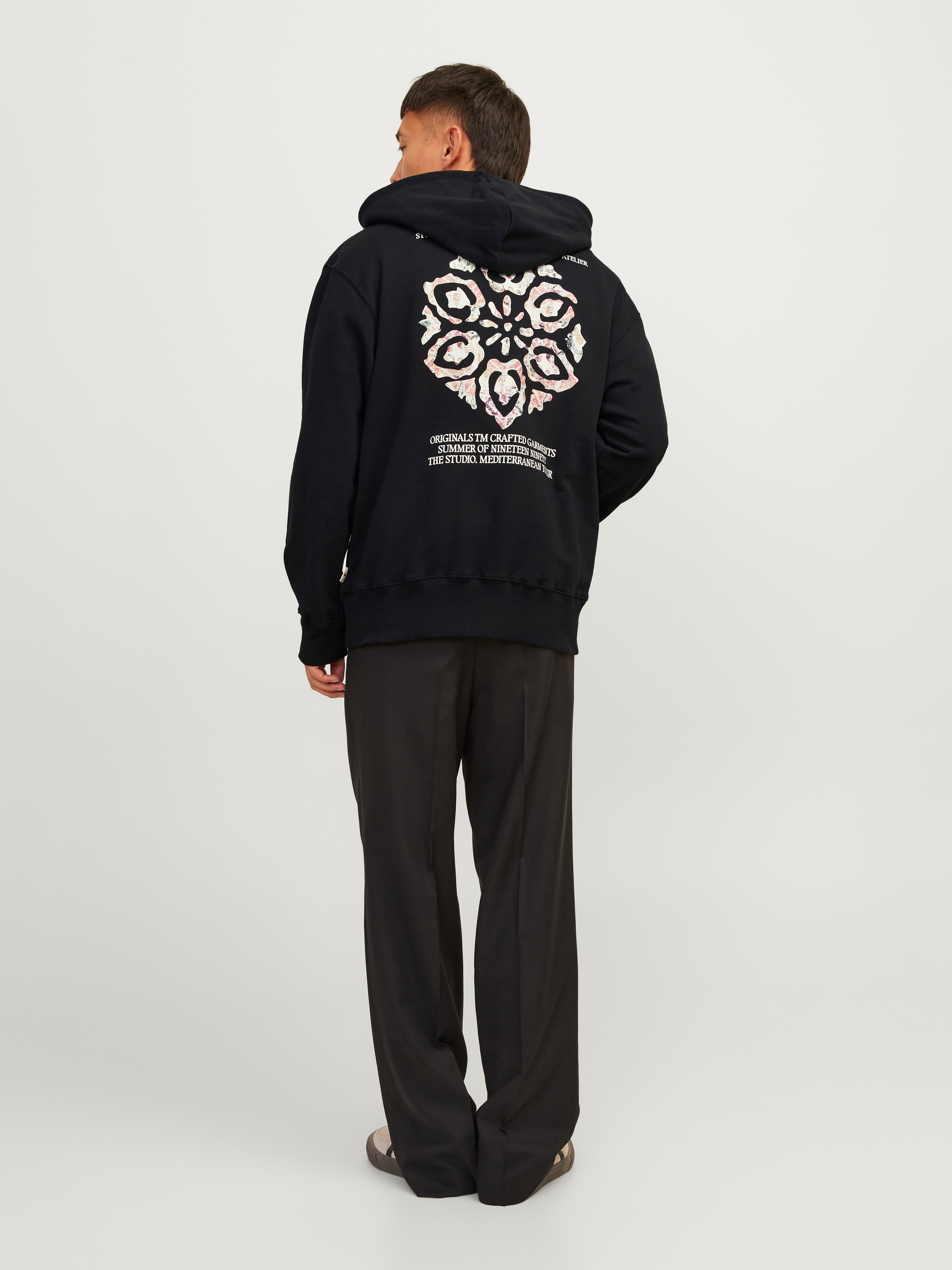 Jack & Jones Printed Hoodie -Black - 12256506