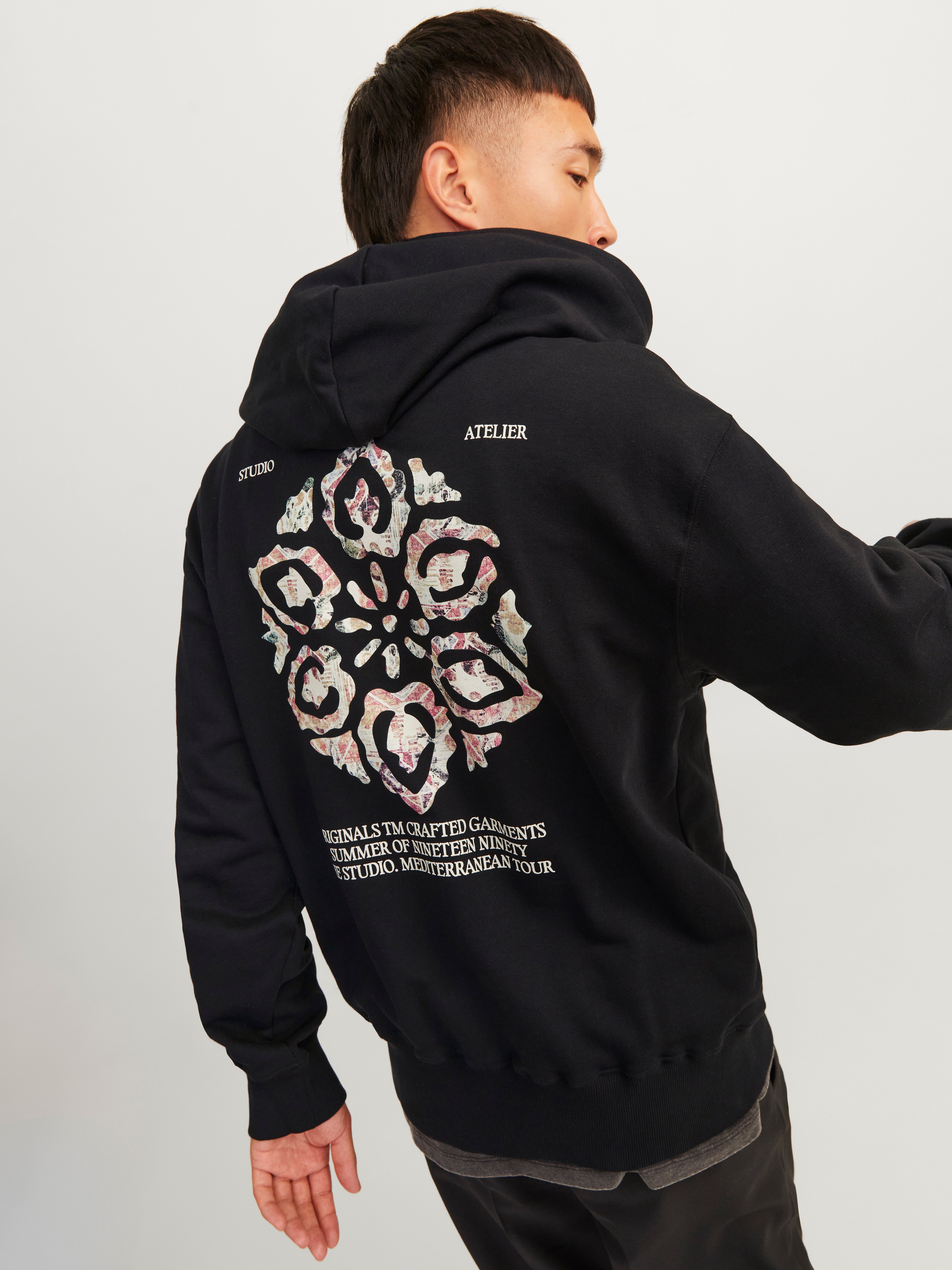 Printed Hoodie Black Jack Jones