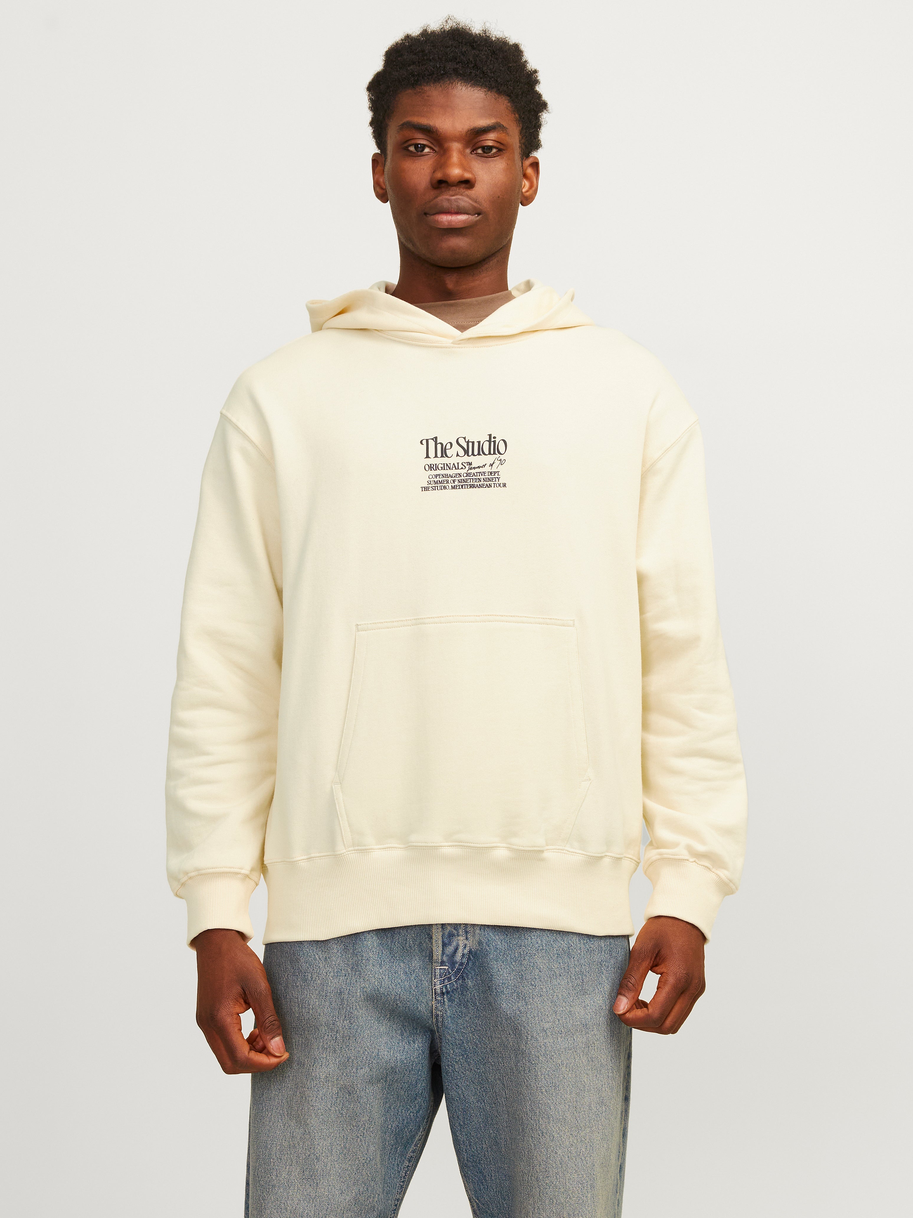 Jack & Jones Printed Hoodie -Buttercream - 12256506