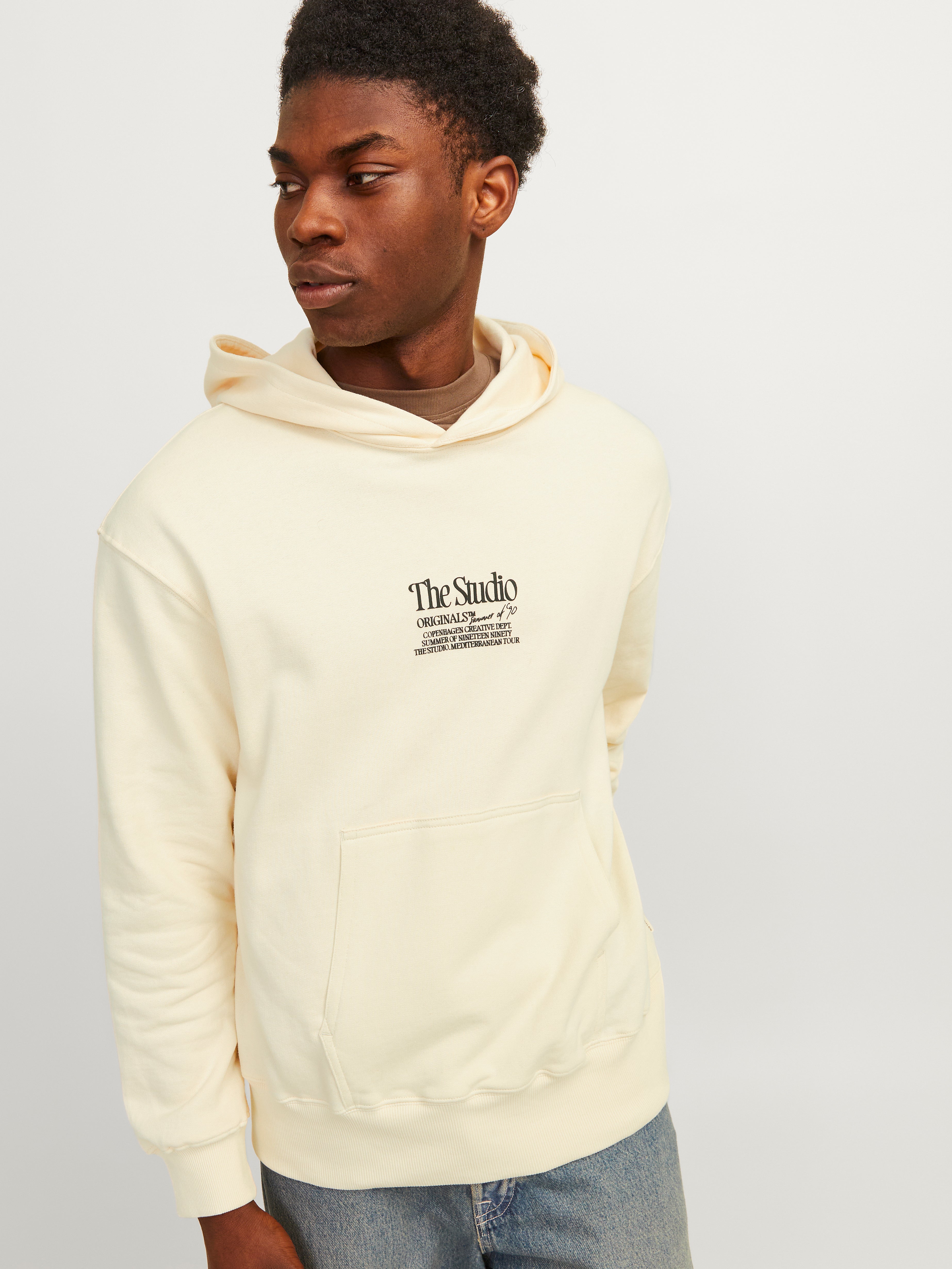 Jack & Jones Printed Hoodie -Buttercream - 12256506