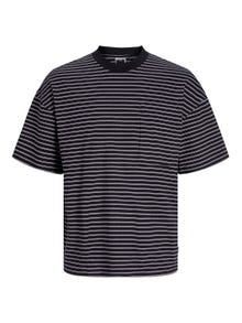 Jack & Jones Stribet Crew neck T-shirt -Black - 12256536