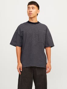 Jack & Jones Csíkos Környak Trikó -Black - 12256536