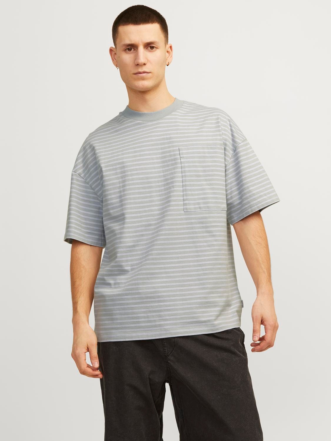 Jack & Jones Gestreift Rundhals T-shirt -High-rise - 12256536
