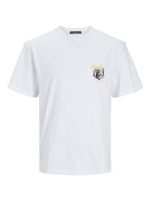 Jack & Jones Printed Crew neck T-shirt -Bright White - 12256540