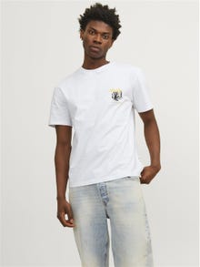 Jack & Jones Painettu Pyöreä pääntie T-paita -Bright White - 12256540