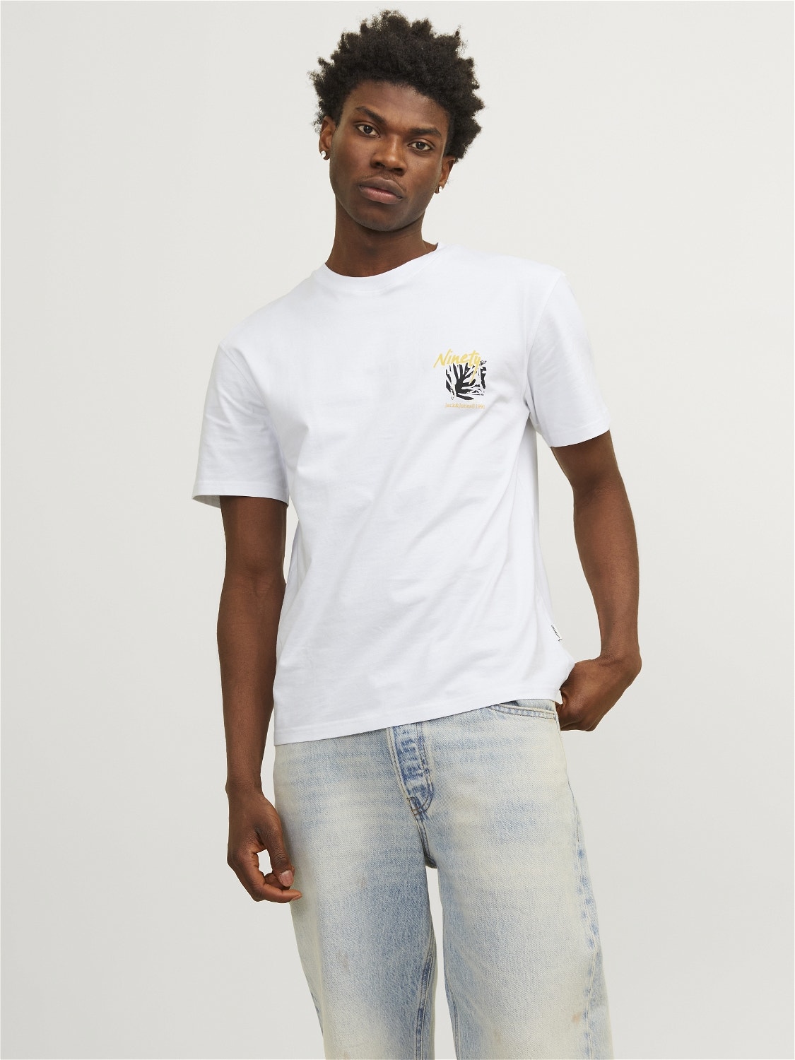 Jack & Jones T-shirt Estampar Decote Redondo -Bright White - 12256540