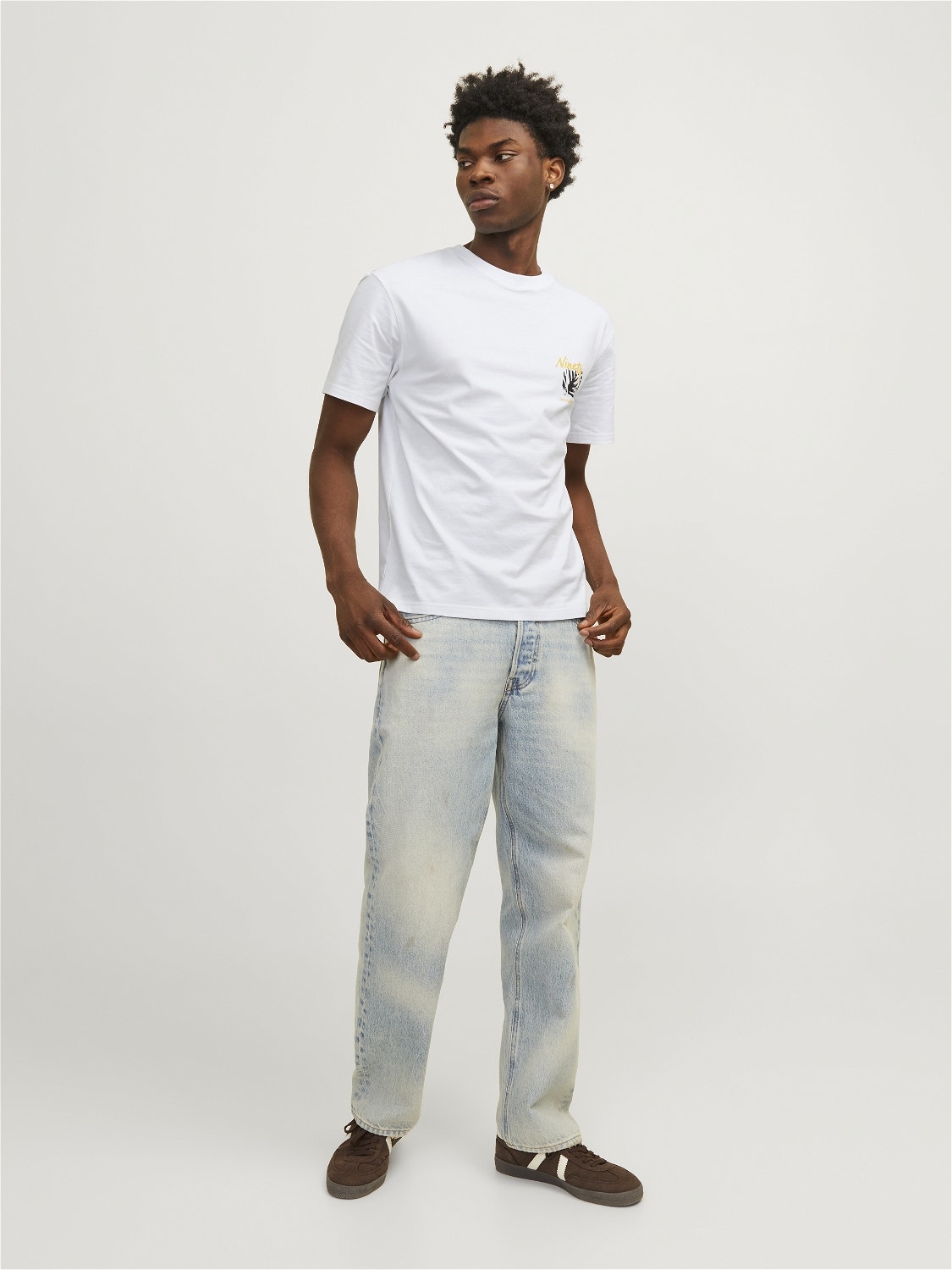 Jack & Jones Painettu Pyöreä pääntie T-paita -Bright White - 12256540