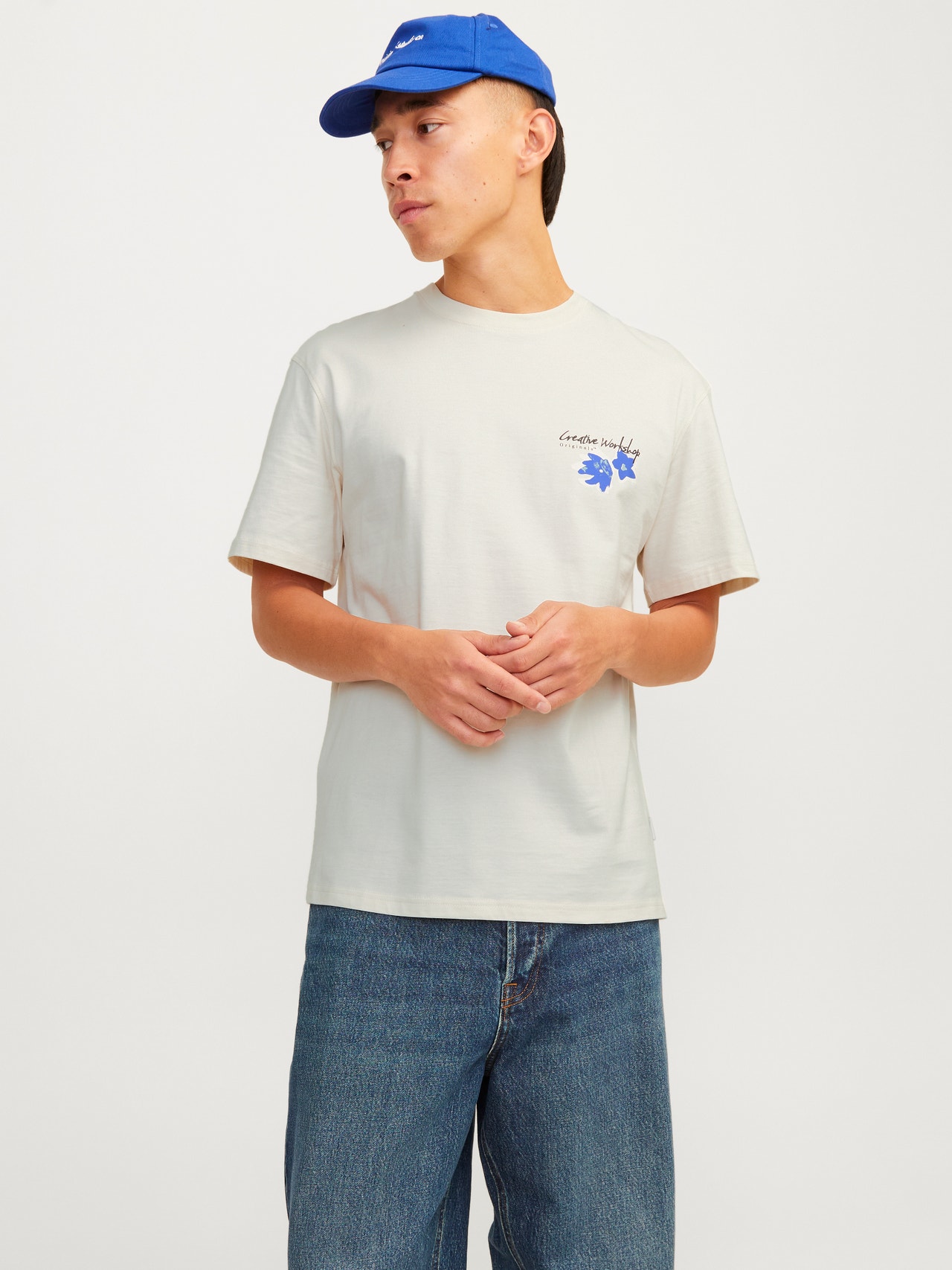 Jack & Jones Nyomott mintás Környak Trikó -Buttercream - 12256540