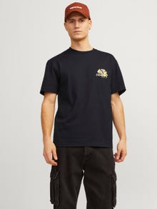 Jack & Jones Nyomott mintás Környak Trikó -Black - 12256540