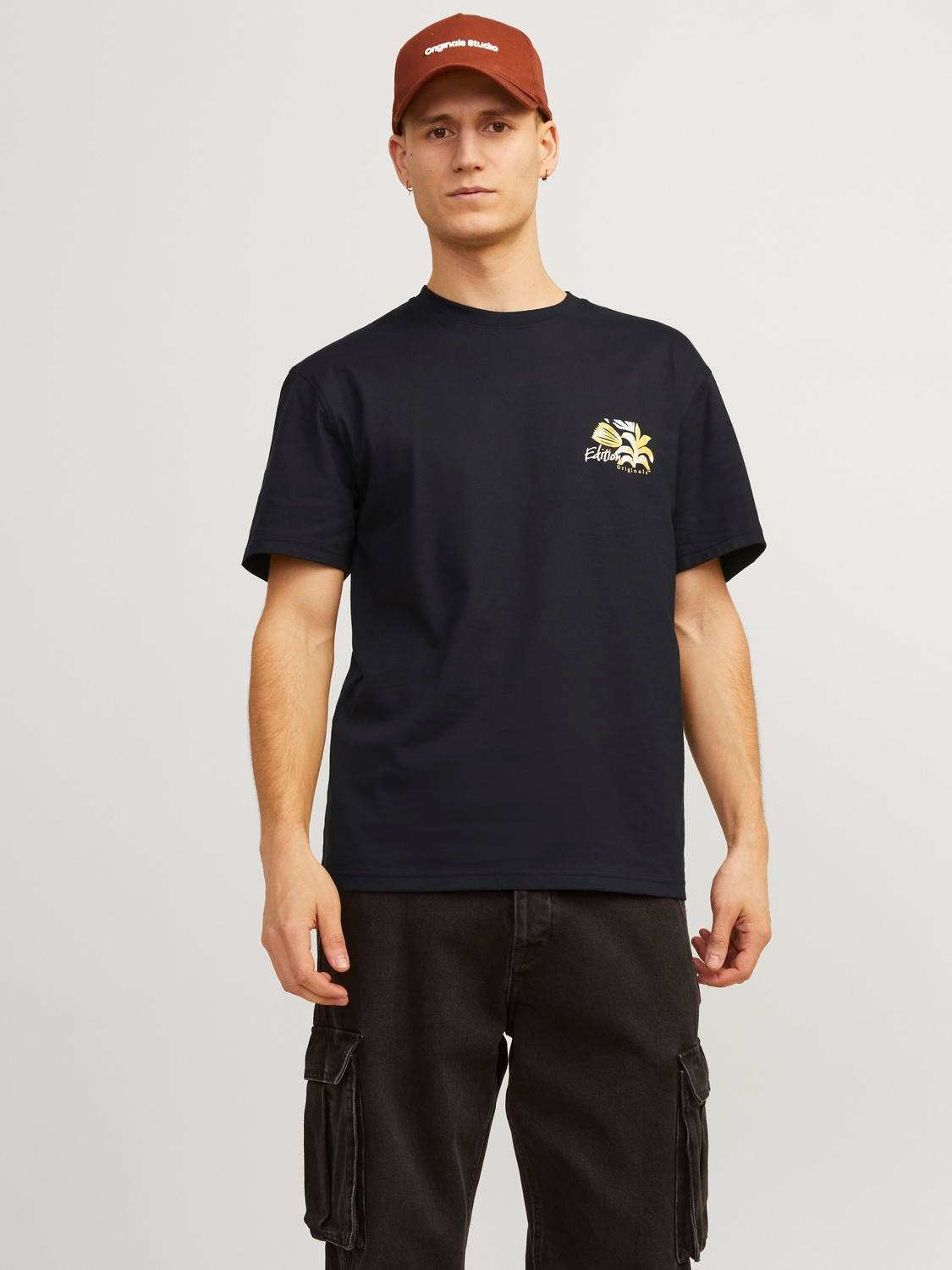 Jack & Jones Printed Crew neck T-shirt -Black - 12256540