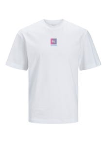 Jack & Jones Painettu Pyöreä pääntie T-paita -White - 12256560