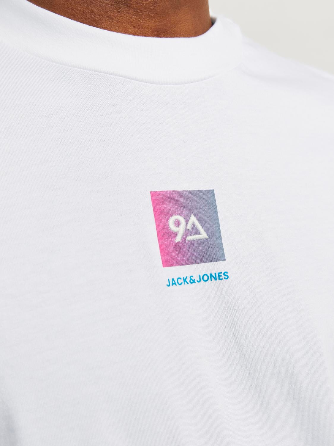 Jack & Jones Trükitud Ümmargune kaelus T-särk -White - 12256560