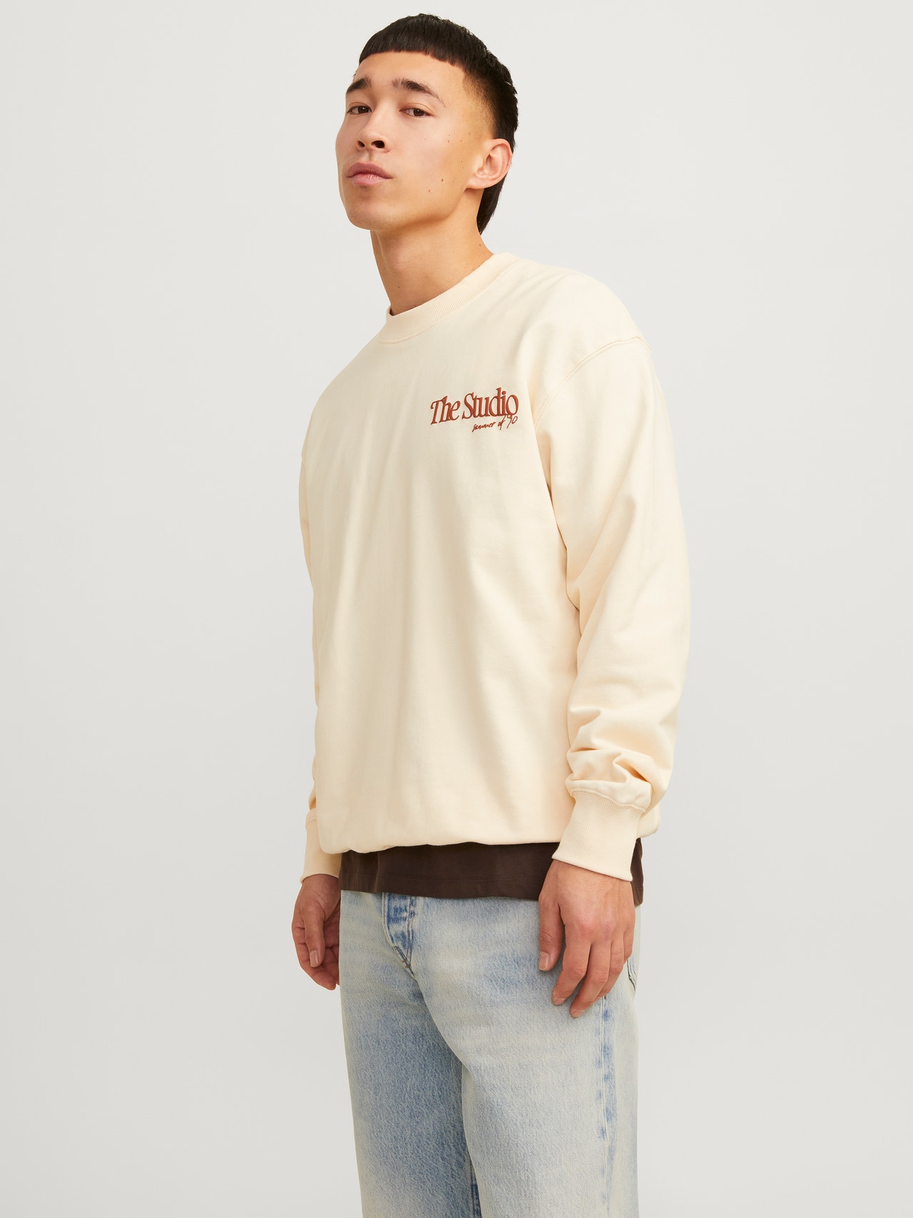 Jack & Jones Nyomott mintás Személyzeti nyakú pulóver -Buttercream - 12256658