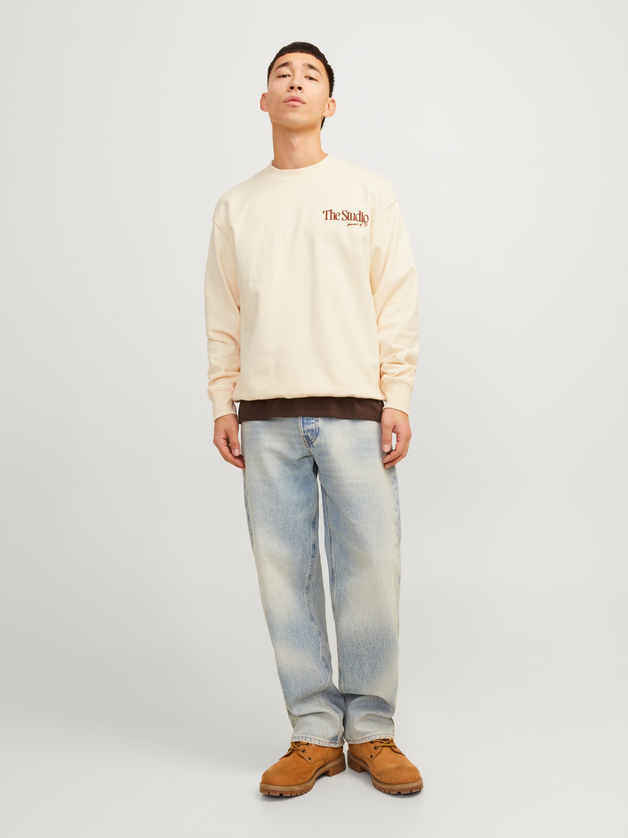 Jack & Jones Nyomott mintás Személyzeti nyakú pulóver -Buttercream - 12256658