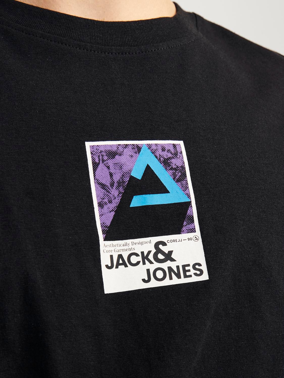Jack & Jones Painettu Pyöreä pääntie T-paita -Black - 12256682