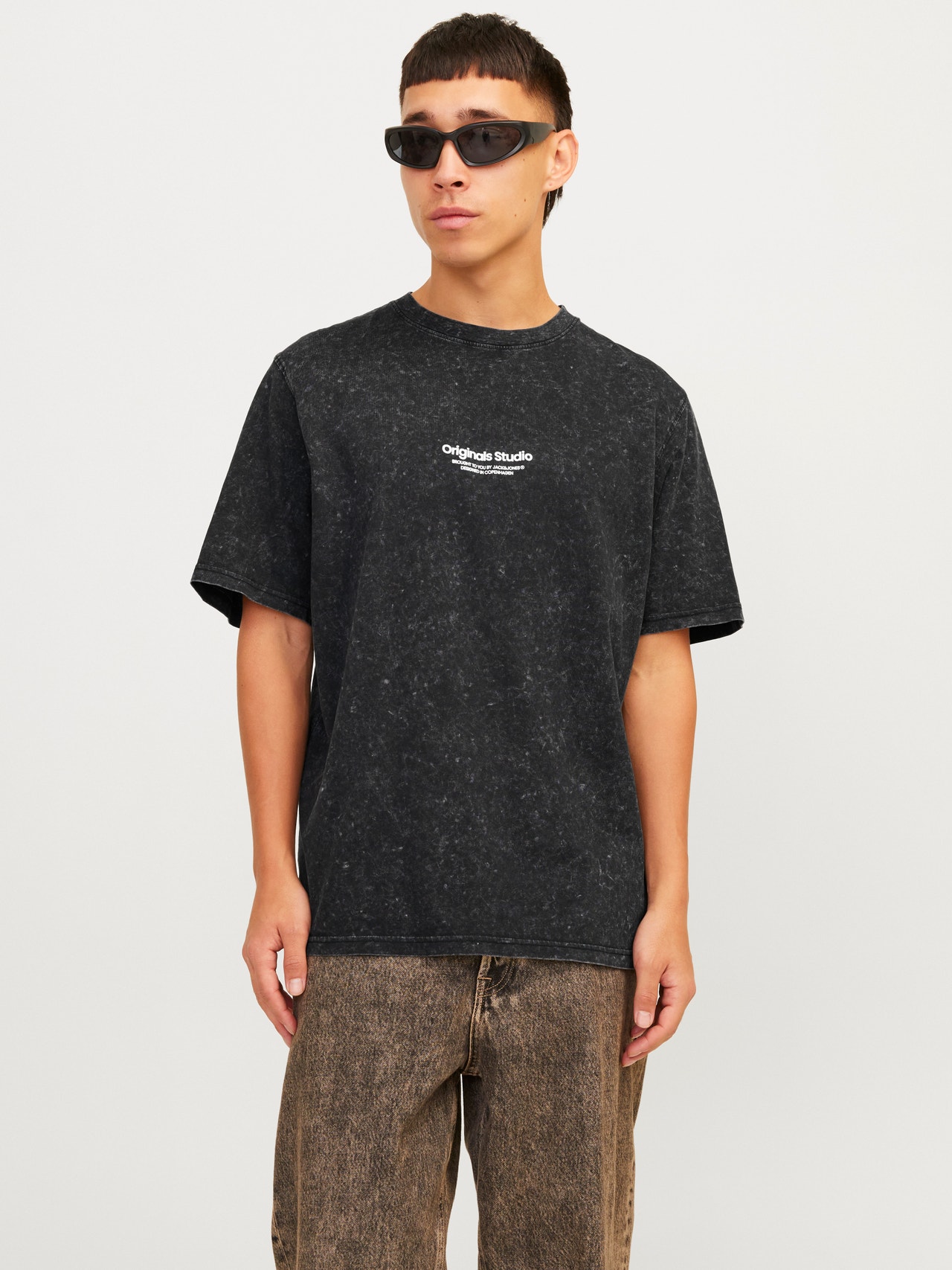 Jack & Jones Nyomott mintás Környak Trikó -Black - 12256715