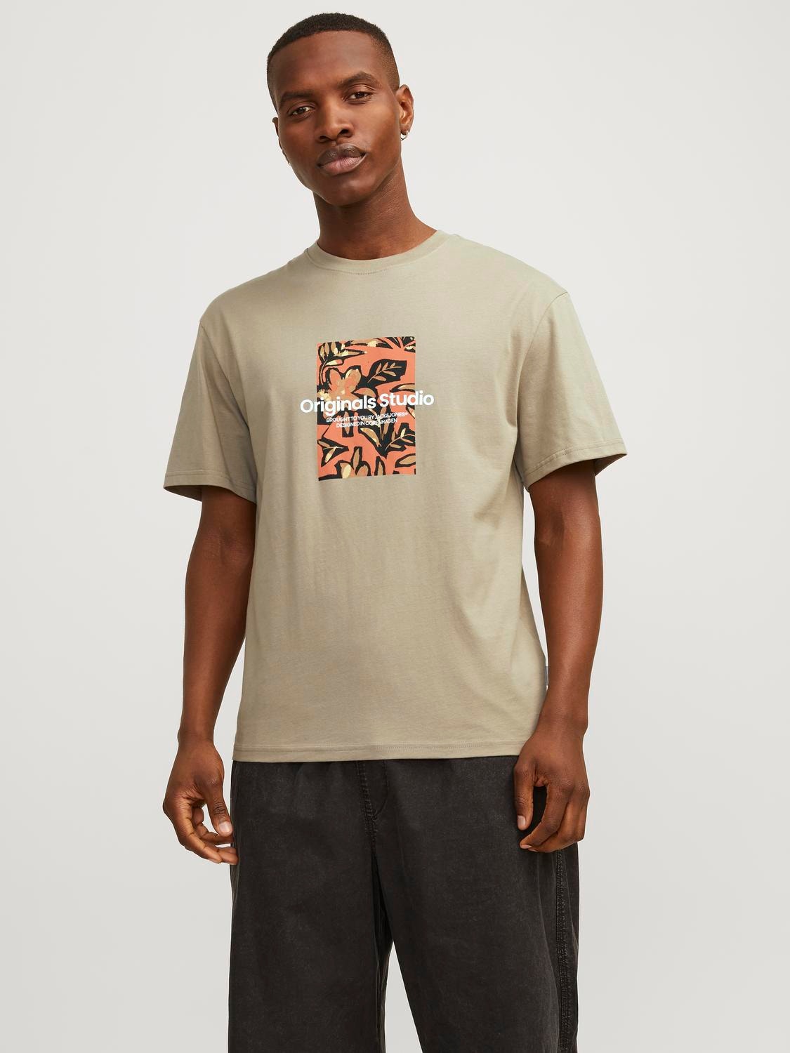 Jack & Jones Gedruckt Rundhals T-shirt -Silver Sage - 12256717