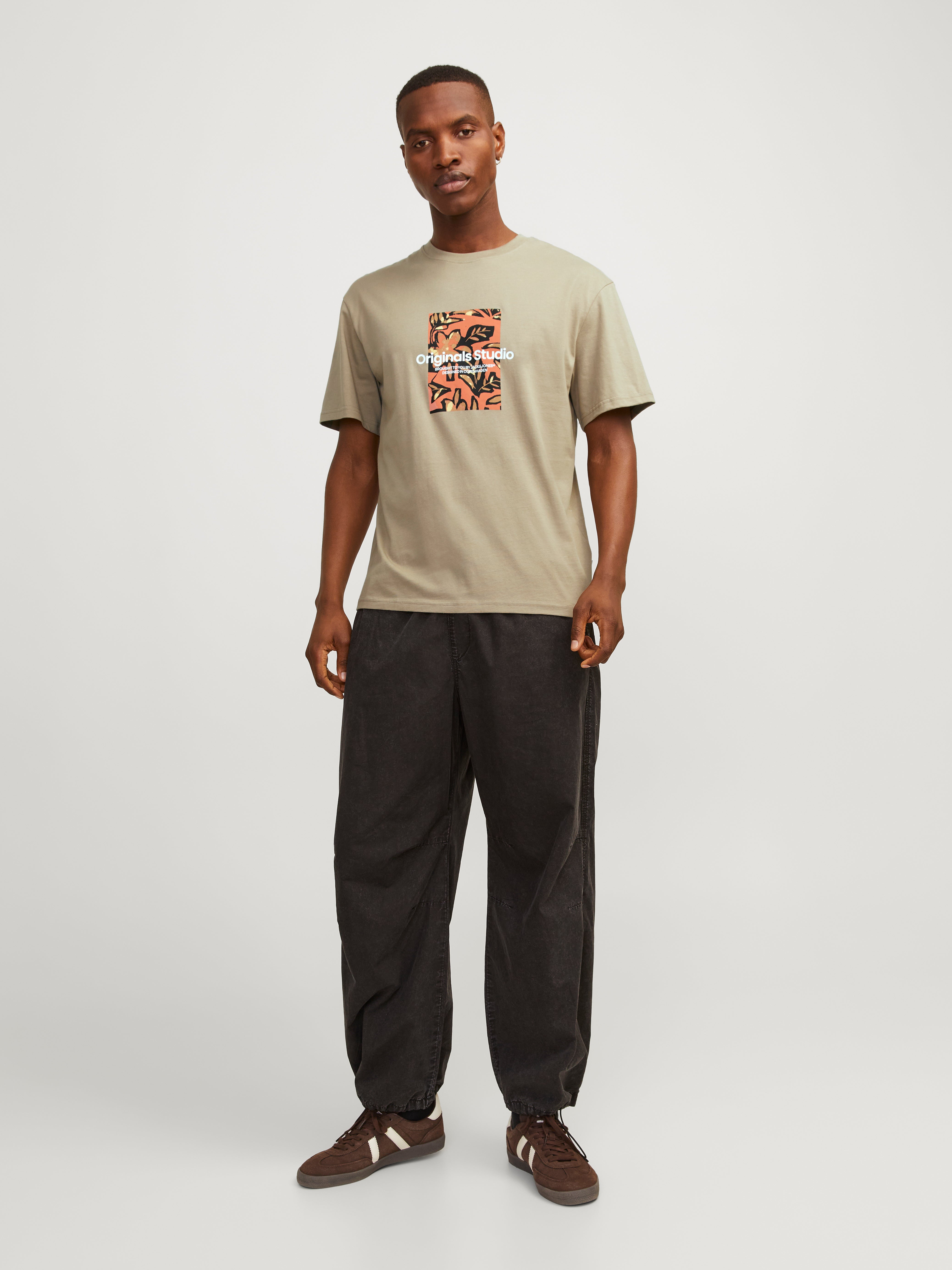 Potištěný Kruhový výstřih Tričko