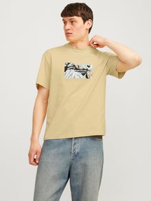 Jack & Jones Printed Crew neck T-shirt -Italian Straw - 12256717