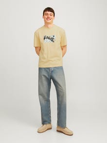 Jack & Jones Painettu Pyöreä pääntie T-paita -Italian Straw - 12256717