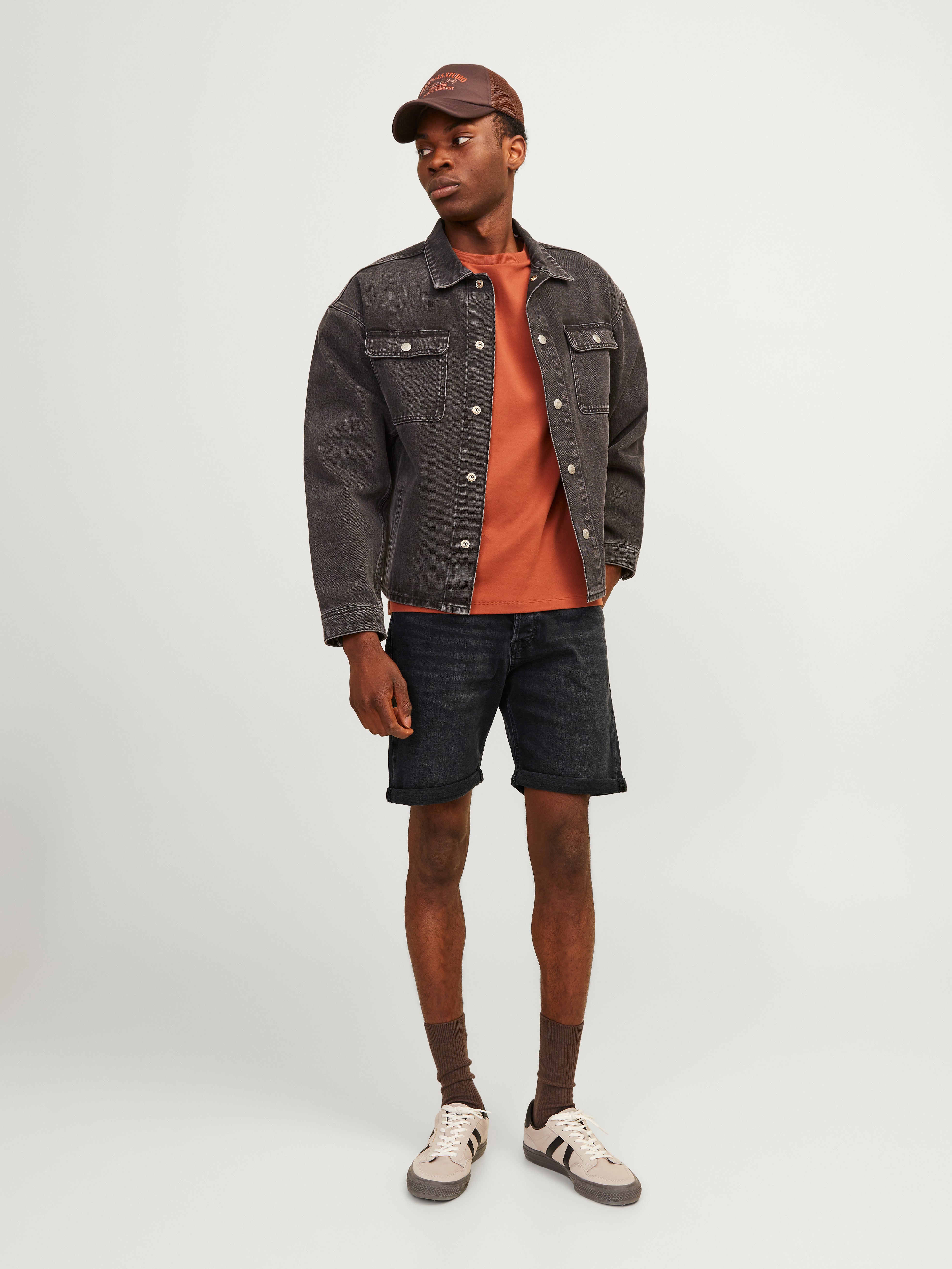 Denim jacket with shorts mens online