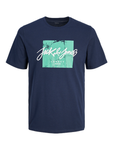 Jack & Jones Logo Kruhový výstřih Tričko -Navy Blazer - 12256774