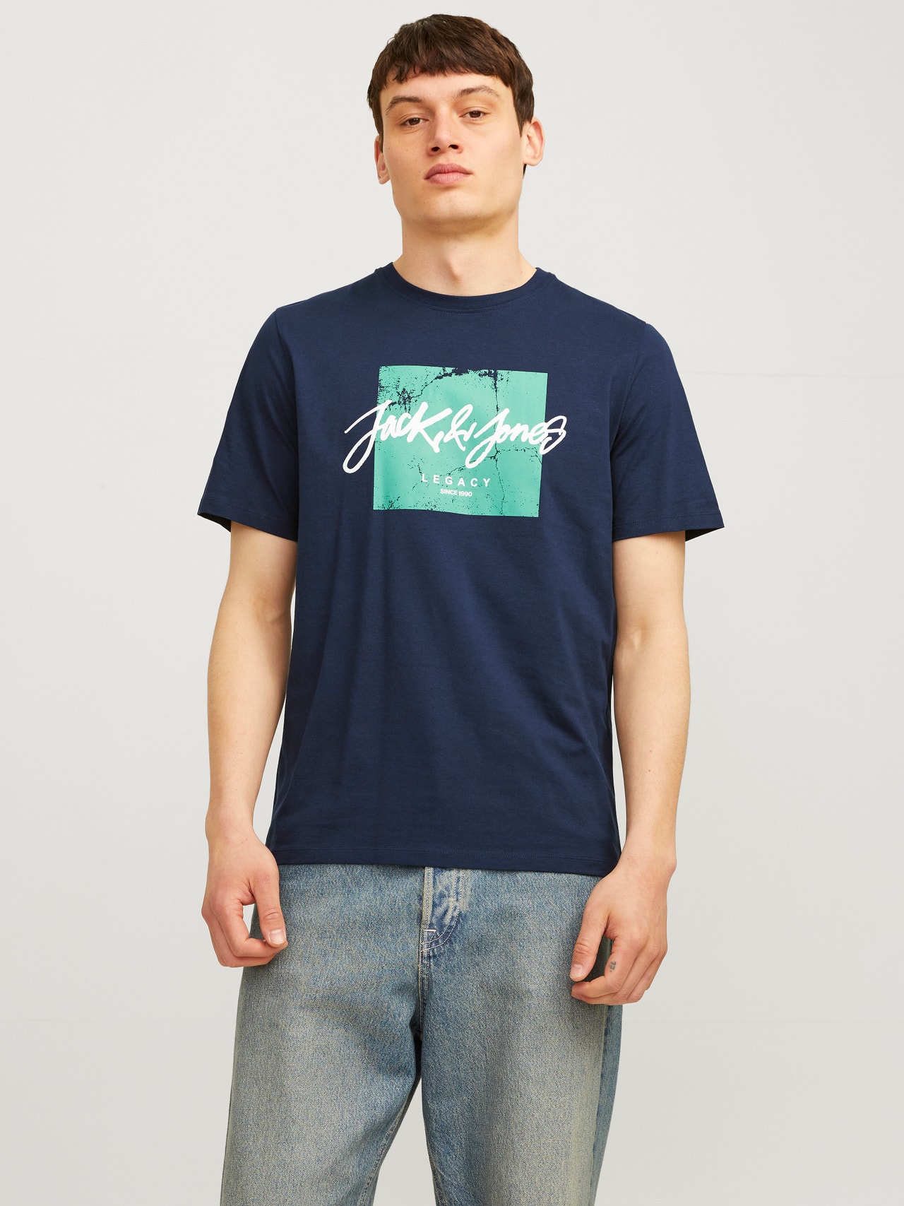 Jack & Jones Z logo Okrągły dekolt T-shirt -Navy Blazer - 12256774