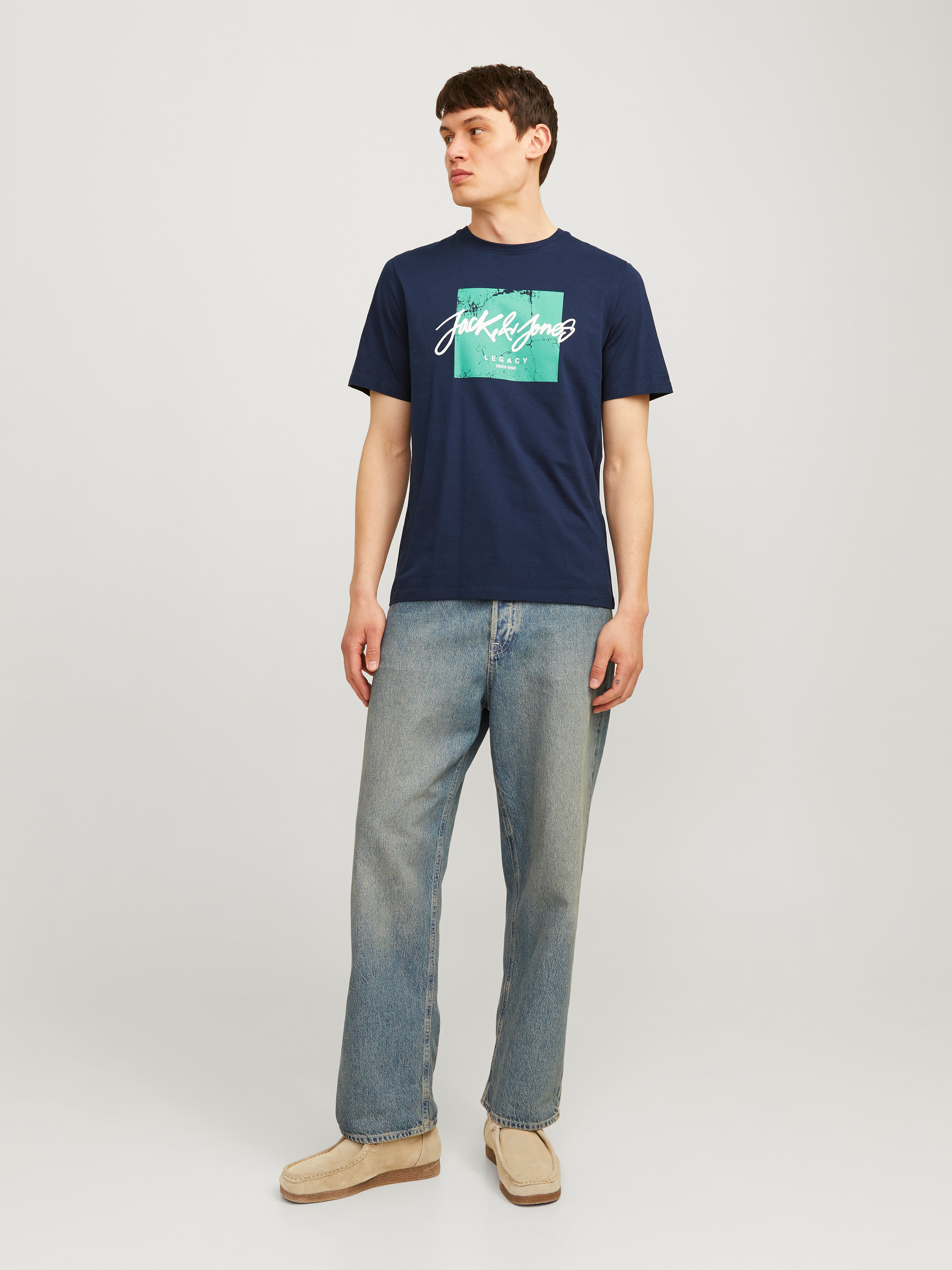 Logo Rundhals T-shirt | Dunkelblau | Jack & Jones®