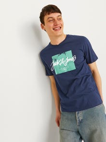 Jack & Jones Logotyp Rundringning T-shirt -Navy Blazer - 12256774