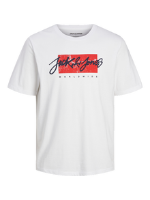 Jack & Jones Logo Kruhový výstřih Tričko -White - 12256774