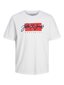 Jack & Jones Logotipas Apskritas kaklas Marškinėliai -White - 12256774