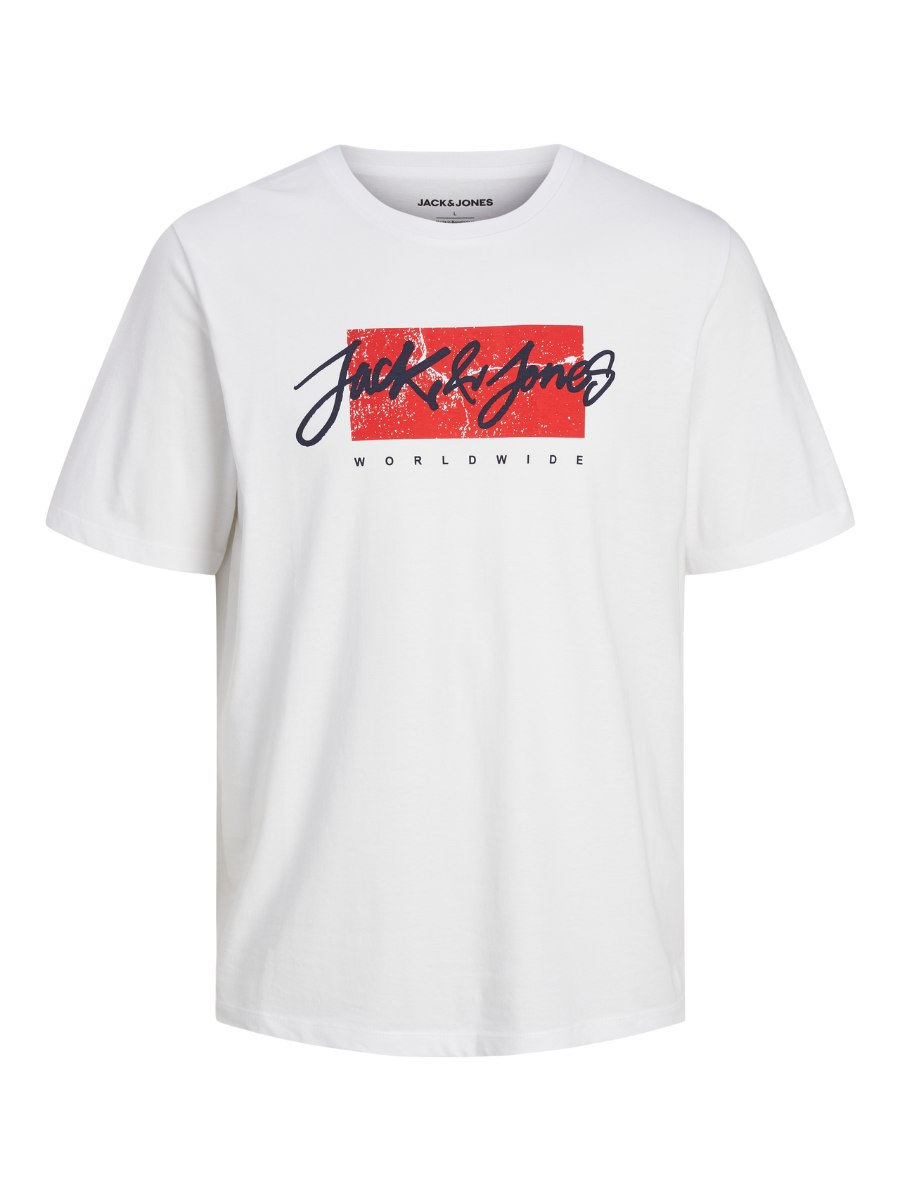 Jack & Jones Logo Ümmargune kaelus T-särk -White - 12256774