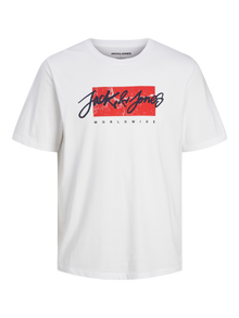 Jack & Jones Z logo Okrągły dekolt T-shirt -White - 12256774