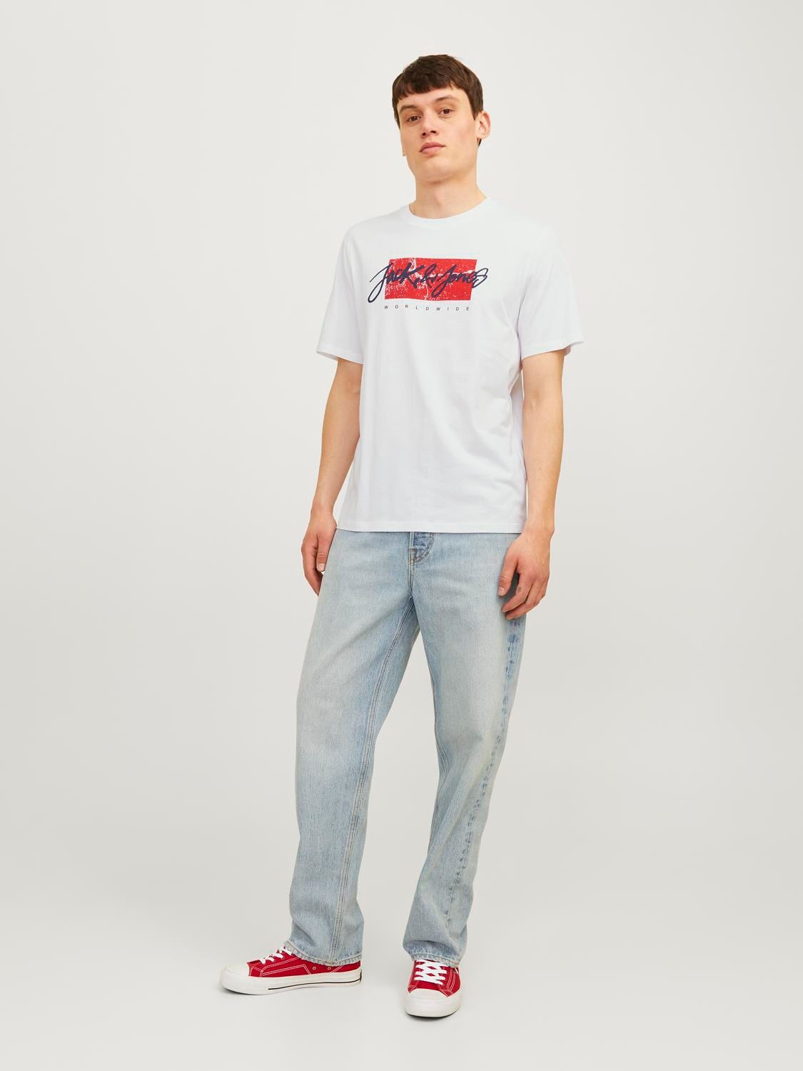 Jack & Jones Logo O-hals T-skjorte -White - 12256774