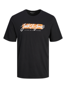 Jack & Jones Logo Kruhový výstřih Tričko -Black - 12256774