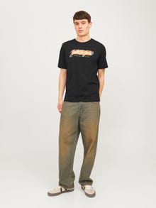 Jack & Jones Logo Ümmargune kaelus T-särk -Black - 12256774